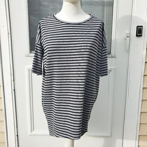 Lularoe Gray and Black Striped Oversided Shirt xxs